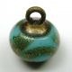 Antique Glass Ball Button Turquoise With Red & Gold Sparkle Design Buttons photo 2