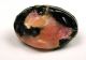 Antique Leo Popper Glass Button Oval In Coral Pink & Black Buttons photo 1