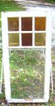 Antique Glass Window 20 5/8 W X 43.  5 Tall Wood& Color Glass 2 Sides 1900-1940 photo 1