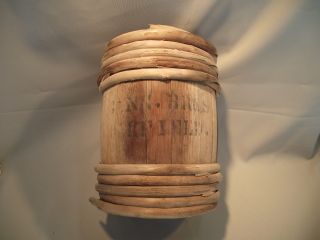 Older From 1912 Wooden Small Keg No Top.  May Have Held Nails,  Flour,  Seed. photo