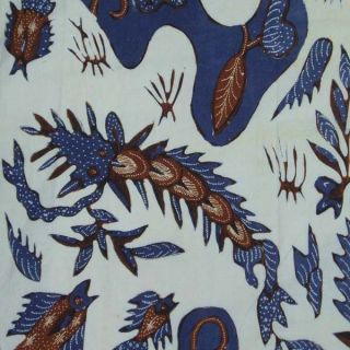 Indonesia Javanese Hand Drawn Batik Fabric Textile Clothes Wax Dye Kain Bx96 photo
