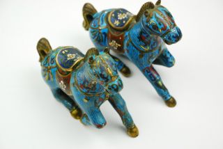 Chinese Old Cloisonne Carved Flower Pattern Horses photo