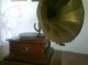Vintage Victrola Gramophone His Master ' S Voice Sound Box Brass Horn Nr Other photo 1