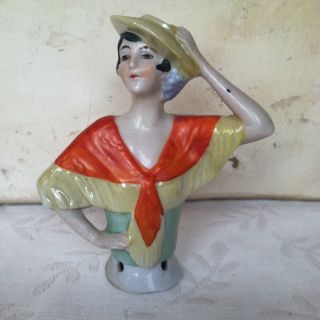 Antique German Figural Lady Pincushion Doll Germany Porcelain photo