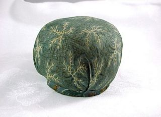 Antique Pin Cushion Top For Sewing Stand,  Sewing Bird,  Straw Stuffed,  Old Fabric photo
