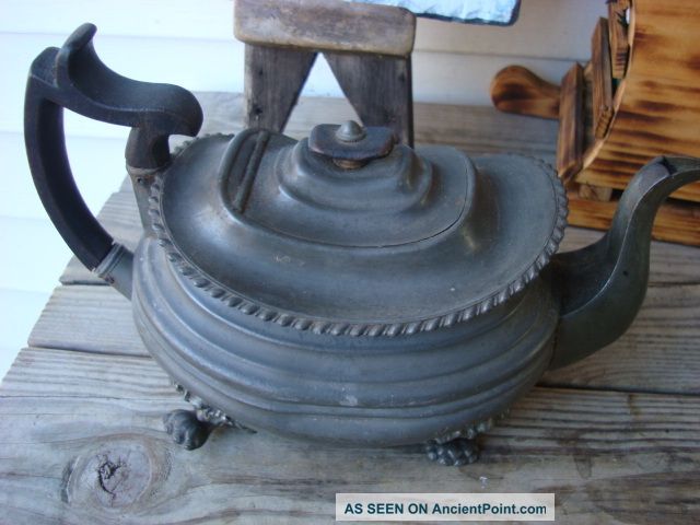 Antique Teapot Dixon & Son Britannia Pewter - - Feet - Wood Finial,  Handle Org Other photo