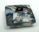 Antique Leo Popper Glass Button Paperweight Square Blue & Gold - Buttons photo 3
