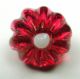 Antique Charmstring Glass Button Ruby Pudding Mold Tipped W/ Milk Ball Swirl Bk Buttons photo 2