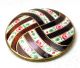 Antique Hand Painted French Enamel Button Flower Woven Ribbons - Buttons photo 1