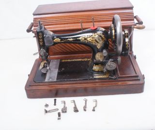 Antique Victorian Coffin 1901 Singer 28 (k) Hand Crank Sewing Machine 127 27 28 photo