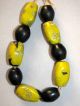Indo China Yellow White Floral Beads Black Core W Venetian Trade Black Ovals Far Eastern photo 1