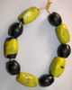Indo China Yellow White Floral Beads Black Core W Venetian Trade Black Ovals Far Eastern photo 2