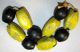 Indo China Yellow White Floral Beads Black Core W Venetian Trade Black Ovals Far Eastern photo 3