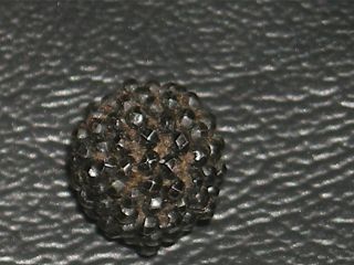 Antique Diminutive Dimi Black Glass Beaded Thread Back & Metal Shank 3/8 