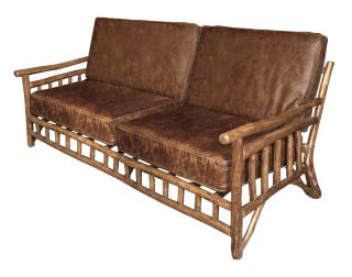 Fabulous Texas Style Rustic Root Leather Sofa,  65  Wide. photo