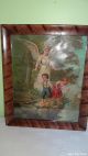 Vintage Victorian Era Guardian Angel And Children Religious Catholic Art Primitives photo 1