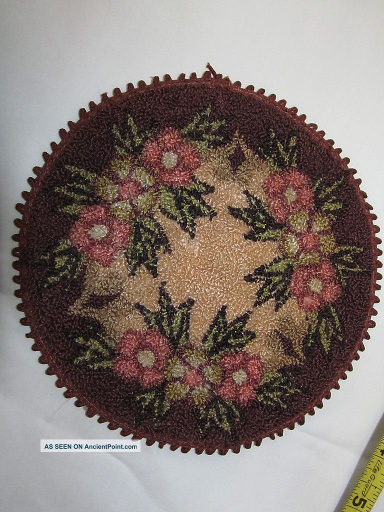 Doll House Rug Antique Primitive Floral Primitives photo