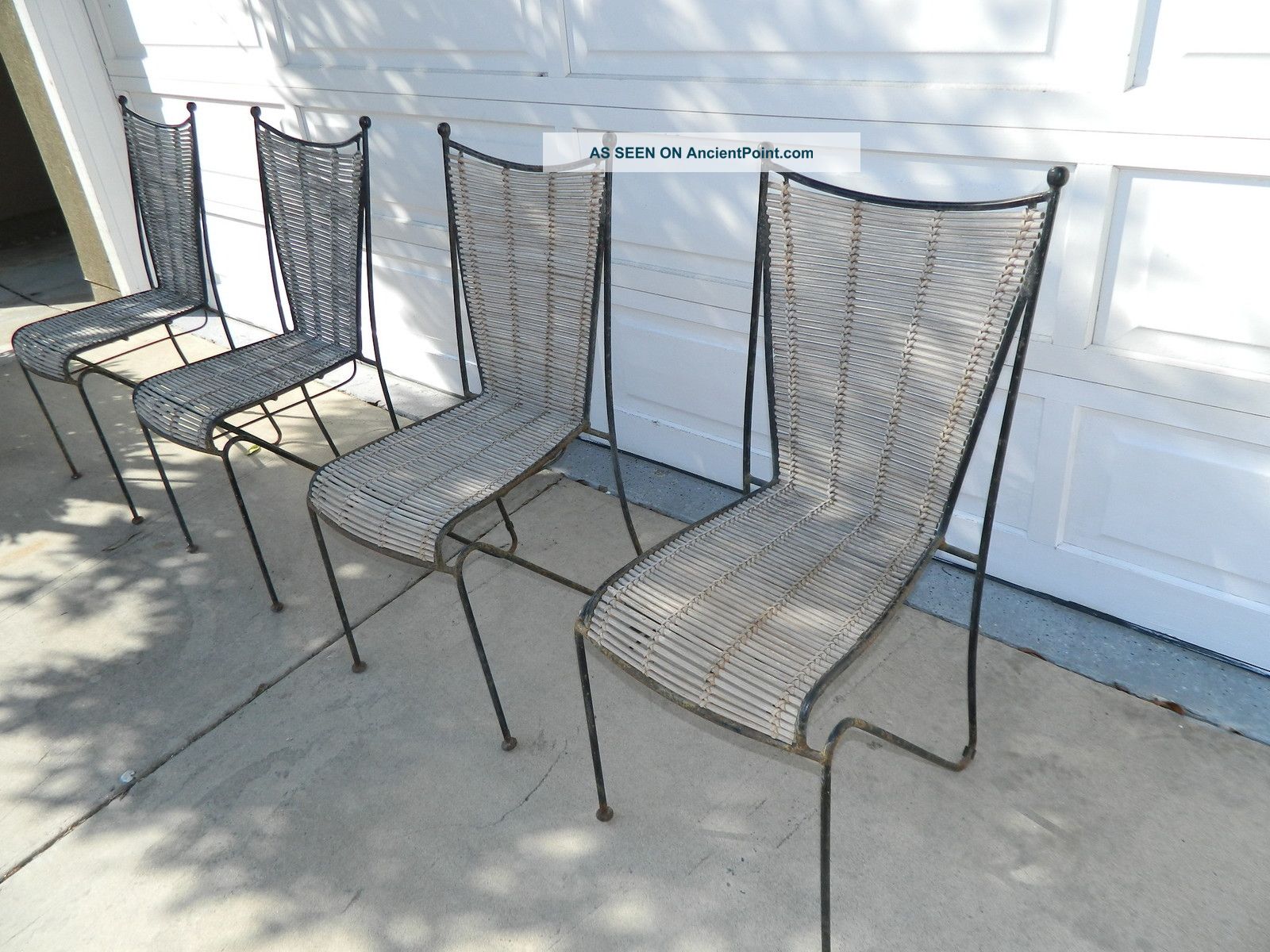 Set (4) Mid Century Modern Atomic Iron & Rattan Chair Weinberg Mccobb Eames Era Mid-Century Modernism photo