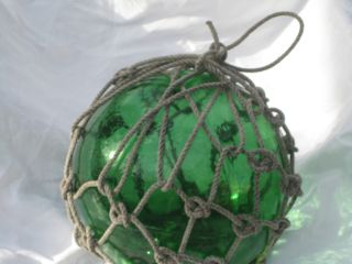 Antique Japanese Glass Fish Net Floats - Dark Green - Large photo
