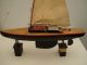 Antique Vintage Toy Wooden Wood Model Pond Yacht Sail Boat Ship Model Ships photo 1