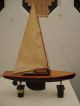 Antique Vintage Toy Wooden Wood Model Pond Yacht Sail Boat Ship Model Ships photo 6