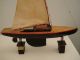 Antique Vintage Toy Wooden Wood Model Pond Yacht Sail Boat Ship Model Ships photo 7