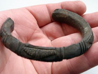 Rare Roman /medieval Bronze Bracelet Detector Find Torque Shaped Animal Heads, photo
