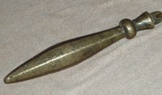 Early 19th C.  Antique Ottoman Brass Plumb Bob In Lady ' S Finger Shape W/ 7 Faces photo