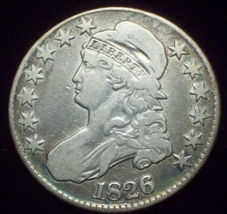 1826 Bust Half Dollar Silver O - 102 Rare Vf Details Authentic - Some Rainbow photo