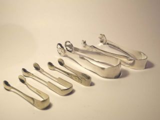 Vtg Antiques Lot Silver Plated Tongs Victorian Mix Of Styles Makers photo