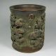 19th C Chinese Qing Dynasty Hand Carved High Relief Bamboo Brush Pot Brush Pots photo 3