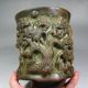 19th C Chinese Qing Dynasty Hand Carved High Relief Bamboo Brush Pot Brush Pots photo 6