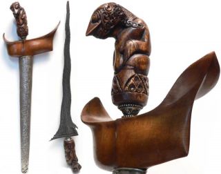 Old Cirebon Keris Java Kris Tribal Art Magic Sword Indonesia Etnography Weapon photo