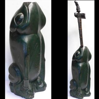 Wooden Frog Keris Holder Bali Kris Pusaka Old Tribal Art Statue Sword Indonesia photo