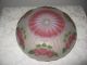 Antique Victorian Puffy Reverse Painted Pan Dome Chandelier Fixture Glass Shade Lamps photo 1