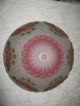 Antique Victorian Puffy Reverse Painted Pan Dome Chandelier Fixture Glass Shade Lamps photo 2