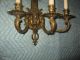 Vintage French Bronze Brass Wall Sconce Lamp Light No Crystal 3 Arm Lamps photo 1