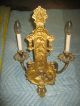 Vintage French Bronze Brass Wall Sconce Lamp Light No Crystal 3 Arm Lamps photo 4