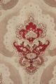 Antique French Art Nouveau Printed Cotton Fabric Red Natural Tones Art Nouveau photo 2
