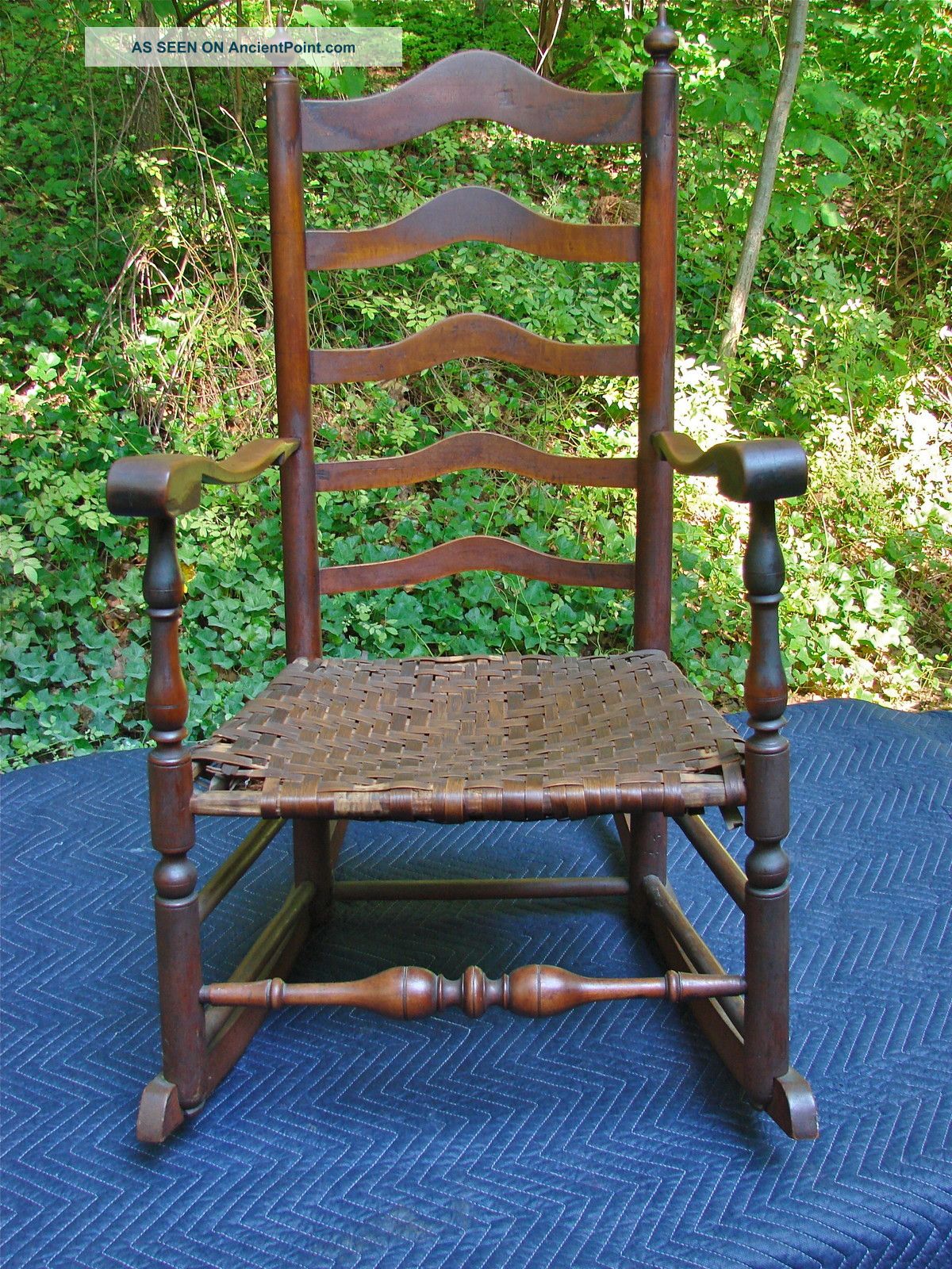 Delaware Valley 5 - Slat Ladder Back Rocking Chair,  Mid 18th C Antique Pre-1800 photo