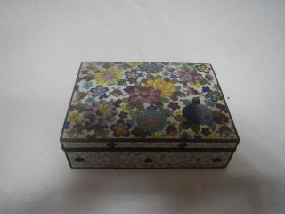 Antique Japanese Cloisonne Jewelry Box With Floral Design photo