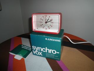 New Old Stock Vintage 1974 Junghans Red Alarm Clock Synchro - Vox Nr 112/0045 photo
