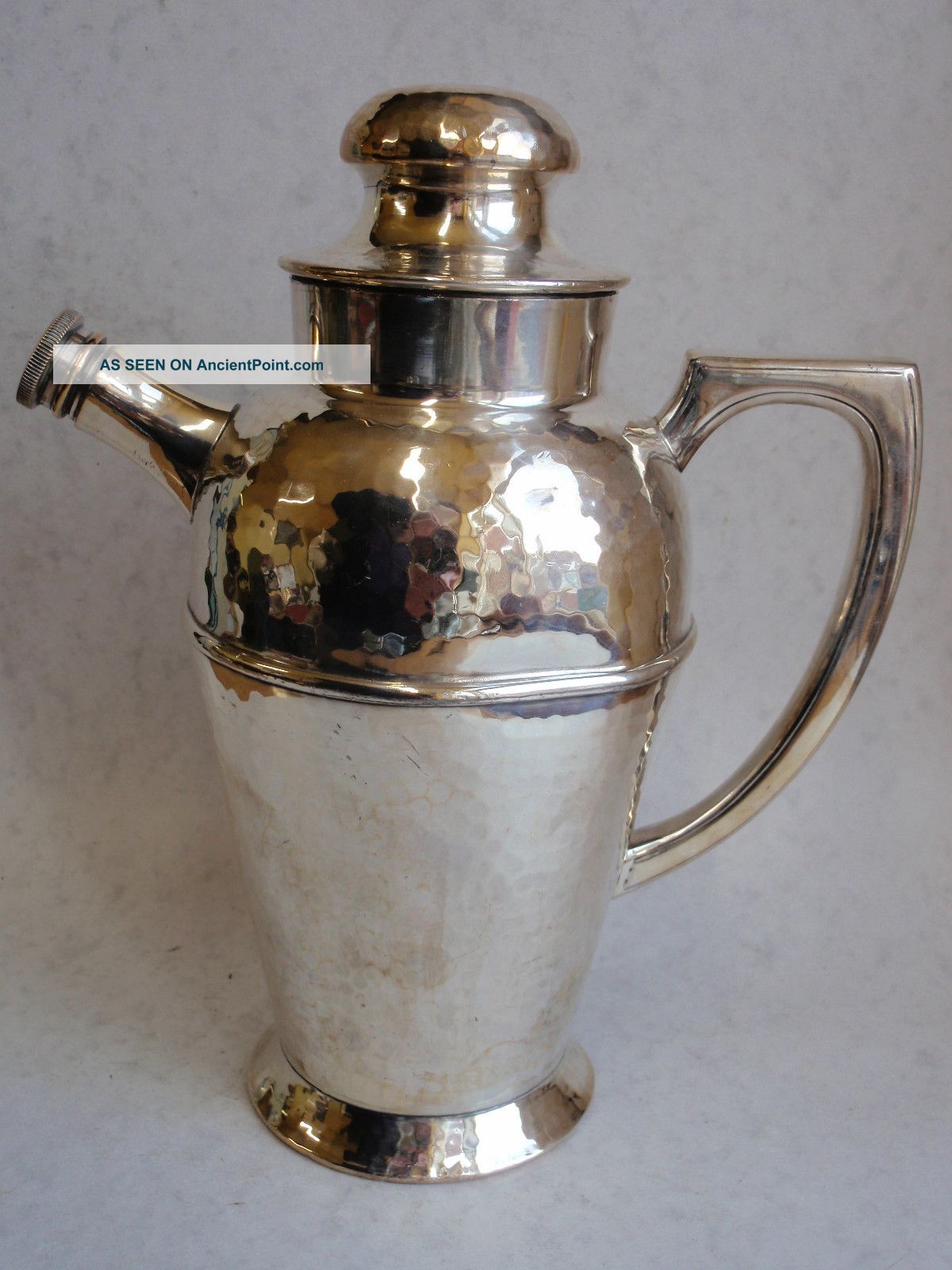 Silver Plated Art Deco Cocktail Shaker Hammered Finish Made In Canada Art Deco photo