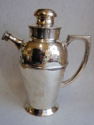 Silver Plated Art Deco Cocktail Shaker Hammered Finish Made In Canada photo