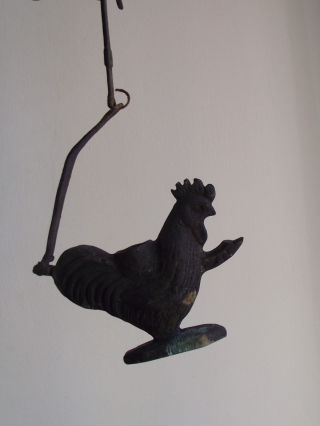 Antique Ottoman Arabic Turkish Rooster Figure Oil Lamp Hook Holder photo