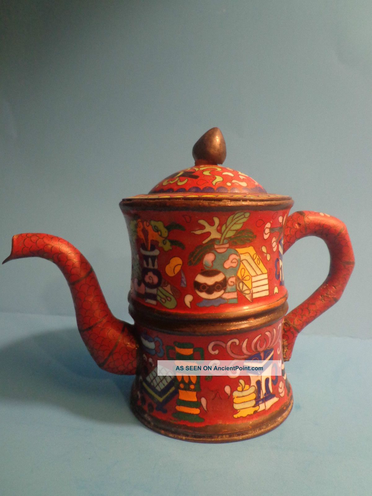 Antique Qing Dynasty Cloisonne Teapot Mark On Bottom Teapots photo
