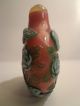 Vintage Chinese Peking Glass Cut Overlay Snuff Bottle Carved Phoenix & Flowers Snuff Bottles photo 1
