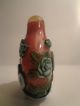 Vintage Chinese Peking Glass Cut Overlay Snuff Bottle Carved Phoenix & Flowers Snuff Bottles photo 3
