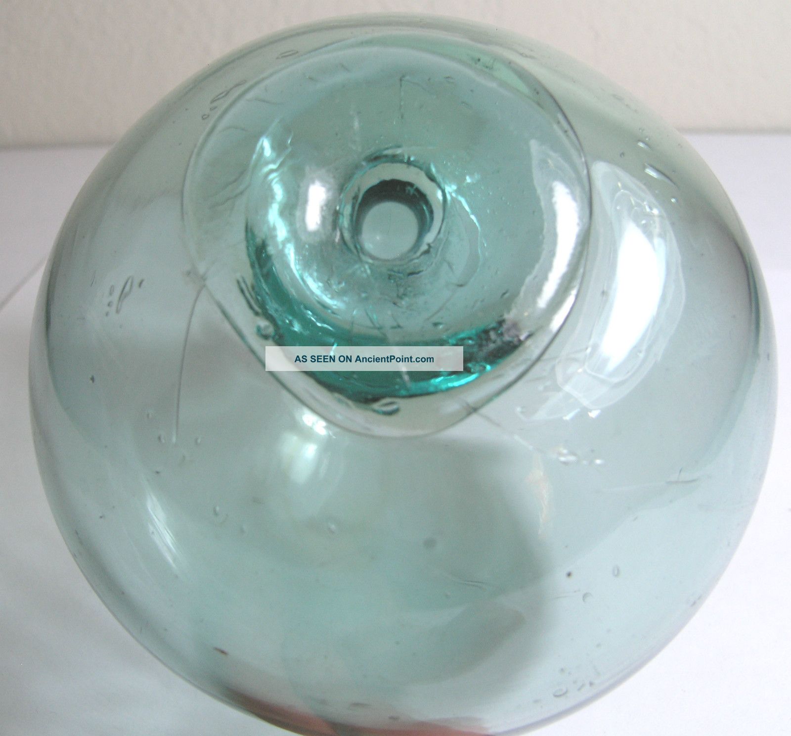 Glass Japanese Fishing Float Aqua Blue Old 15 Inch Circumference 5 