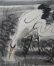 Excellent Chinese Mounted Painting Of Egret By Lin Fengmian Paintings & Scrolls photo 2